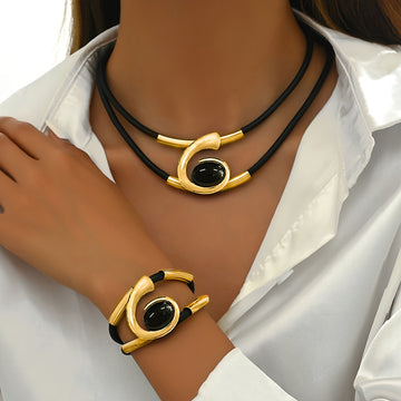 Ensemble de Collier et Bracelet Boho en Noir