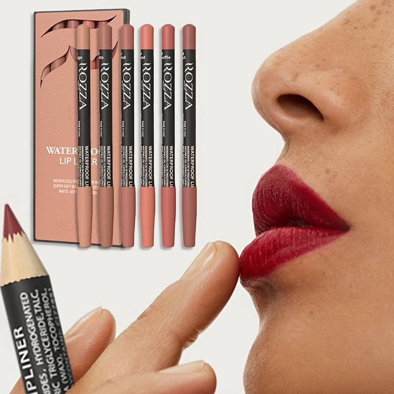 Set of 6 Matte Nude Lip Pencils - Long Lasting and Resistant