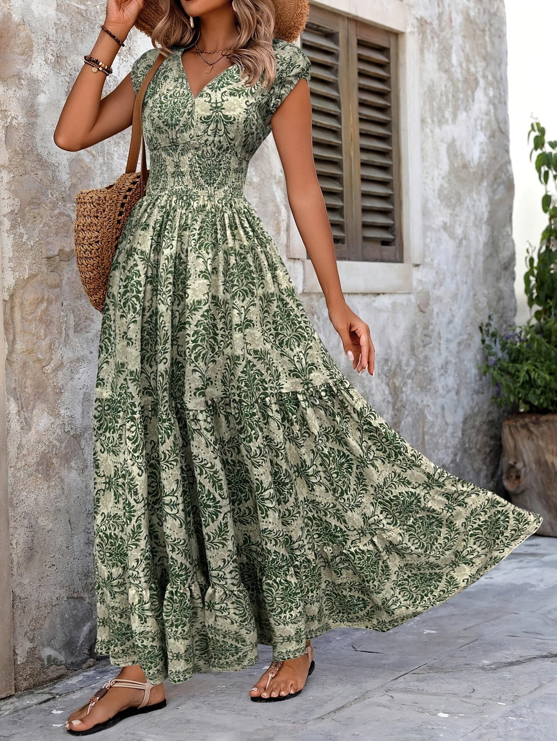 Robe Longue d'Été à Imprimé Floral pour Femmes