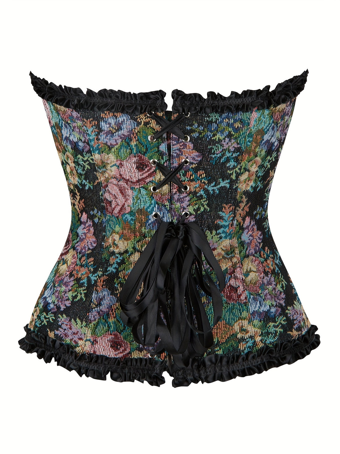 Corset Bustier Floral avec Dentelle pour Femme