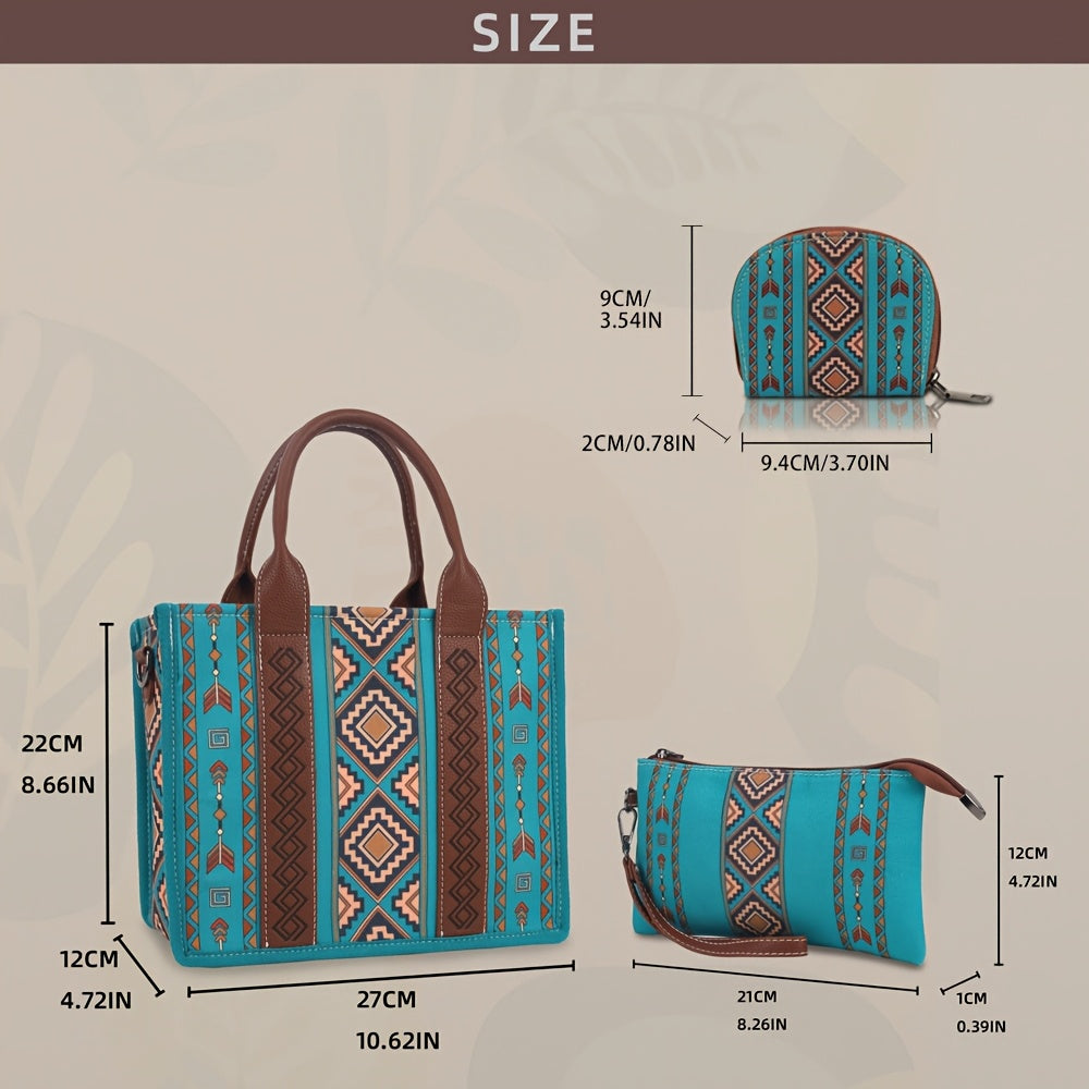 2/3pcs Vintage Boho Tote Bag Set with Wallet