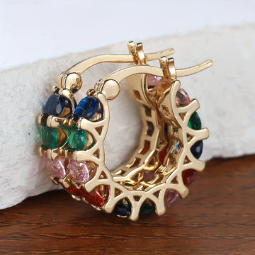 Colorful Geometric Synthetic Zircon Earrings for Women