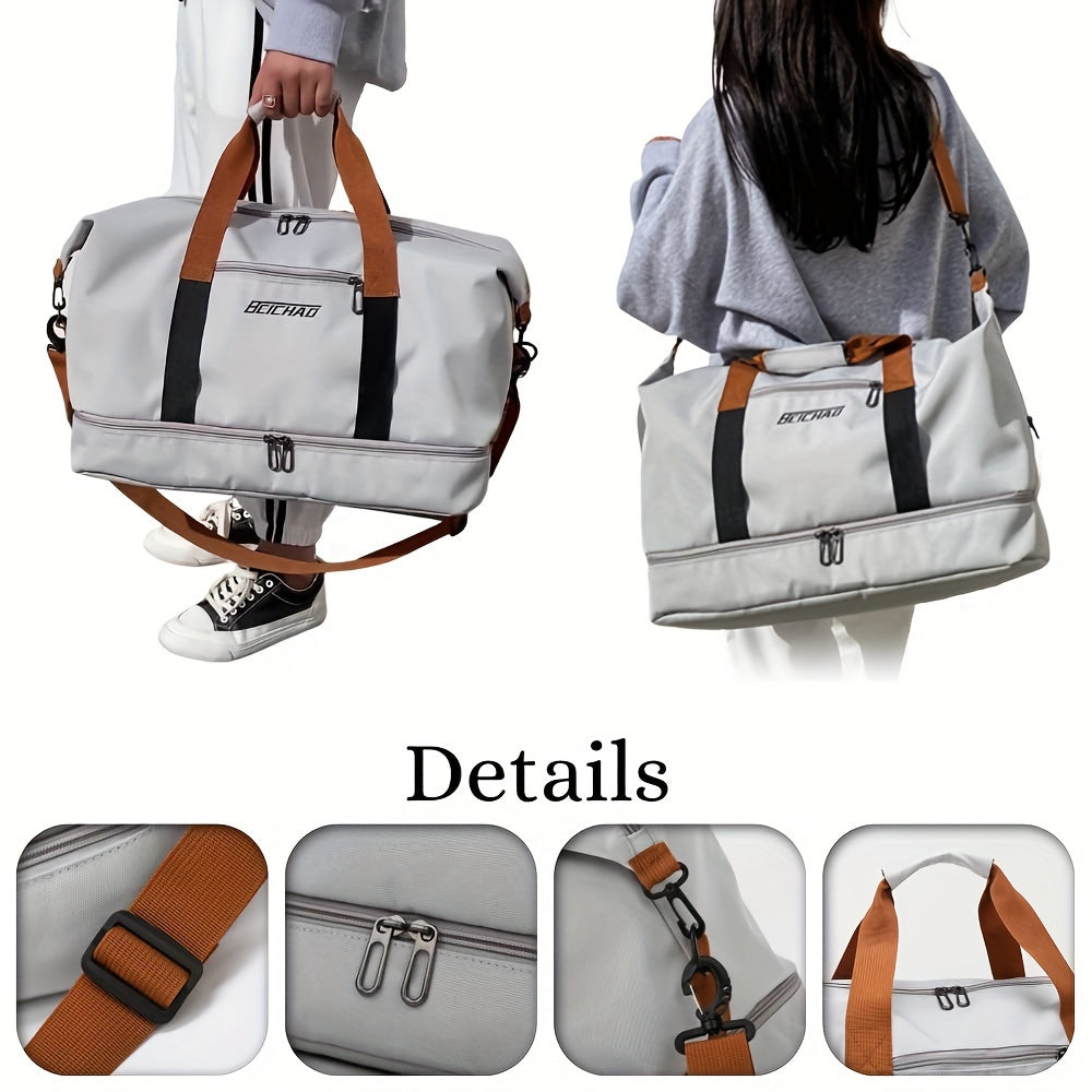 Oxford sports bag with shoe compartment and wet pocket