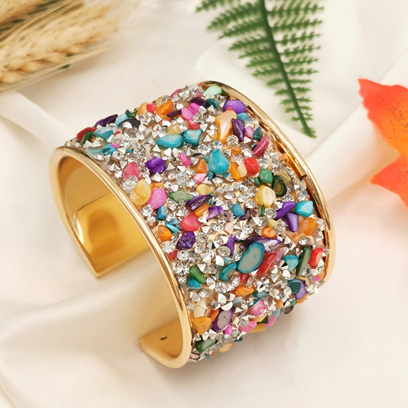 Colorful Rainbow Crystal Cuff Bracelet