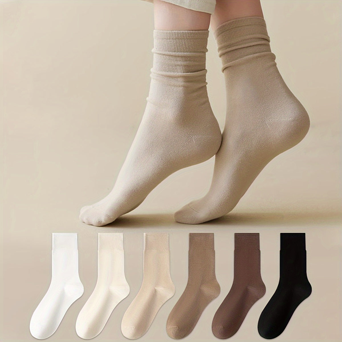 Chaussettes de Base en Couleurs Unies - 5/6 Paires Confortables