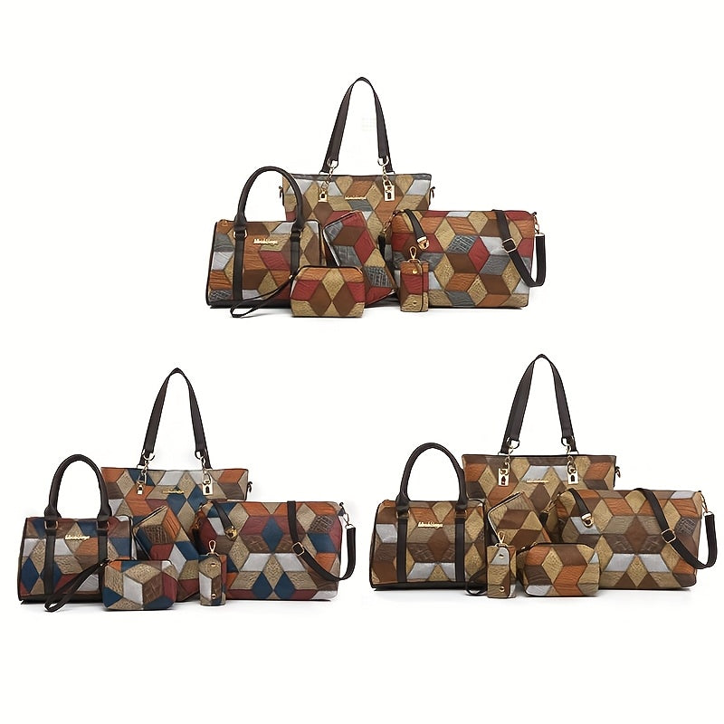 Set of 6 Women's Messenger Bags - Colorful Shoulder Bag