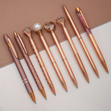 Set de Stylos à Billes Rose Gold avec Paillettes