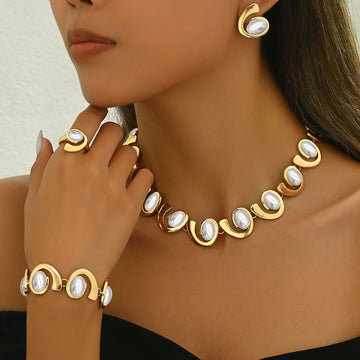 Ensemble de Bijoux Élégant de Style Français 5pcs