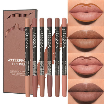 Set of 6 Matte Nude Lip Pencils - Long Lasting and Resistant