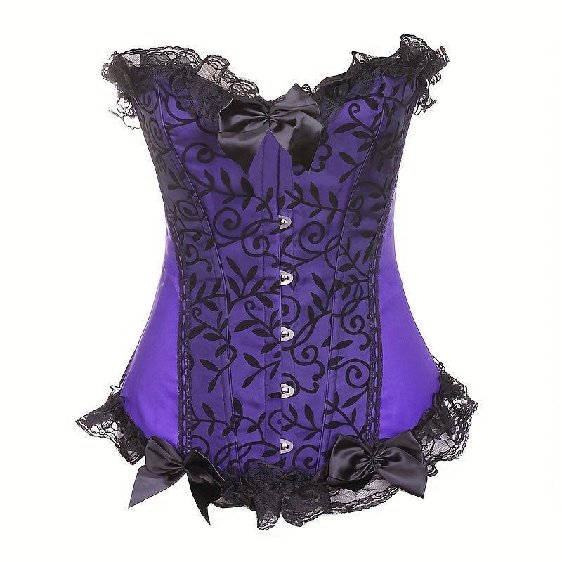 Corset en Dentelle Violette Élégante avec Détail Nœud