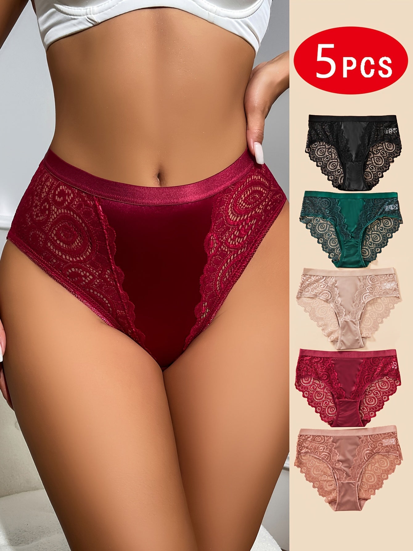 Set of 5 Sexy and Soft Women's Lace Panties