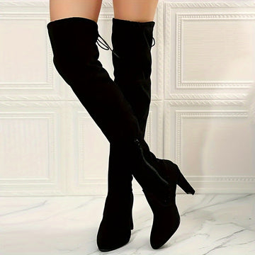 Women's Long Heel Boots with Side Zip