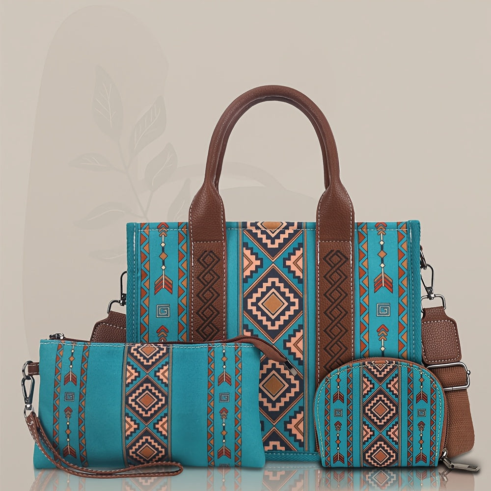 2/3pcs Vintage Boho Tote Bag Set with Wallet