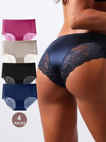 Set of 4 Elegant Lace Panties for Women