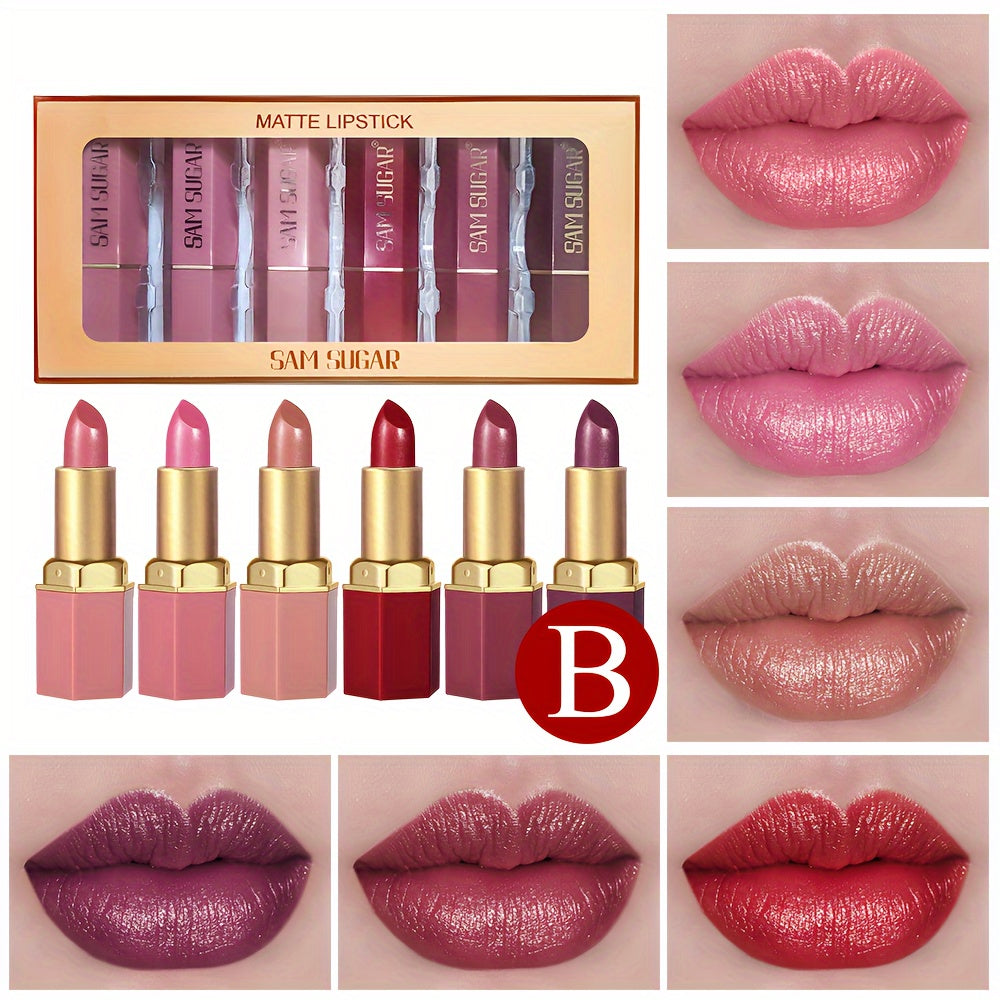 Mermaid Sparkle Velvet Lipstick Set of 6 - Metallic Shine