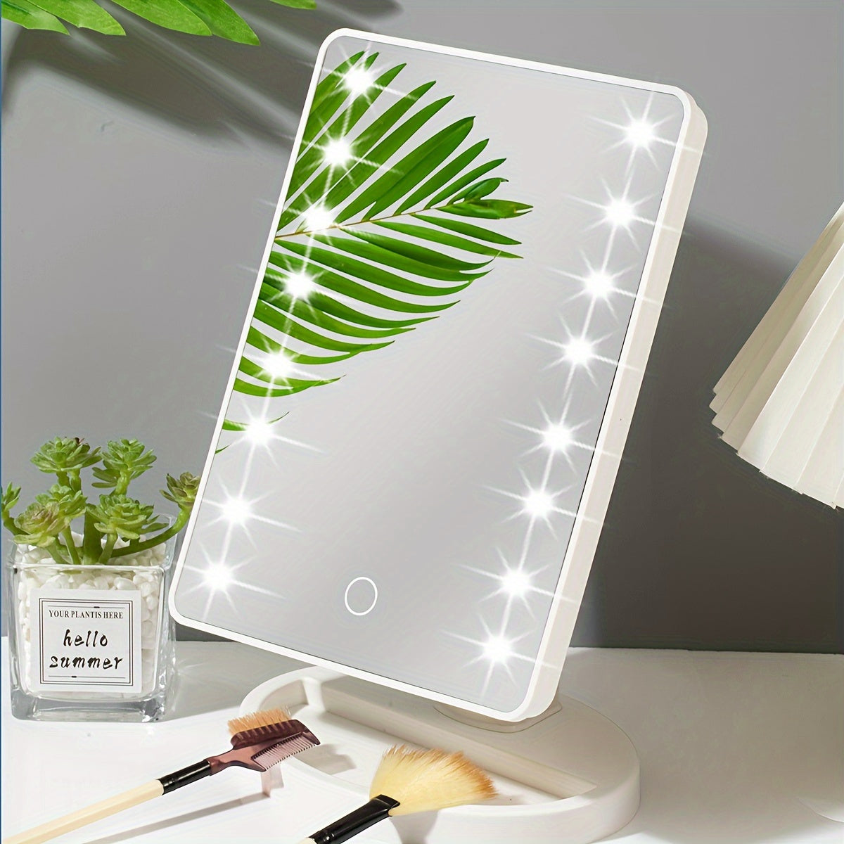 LED Makeup Mirror with 16 Lights, Rotating, Touch Control