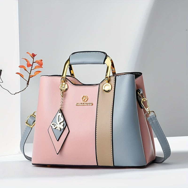 Colorful PU handbag with adjustable shoulder strap