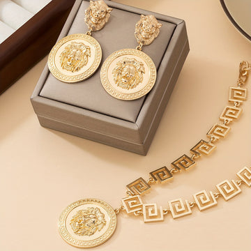 Western Style Lion Head Jewelry Set for Women