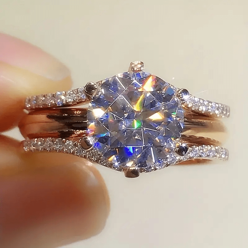 Bague de Fiançailles Élegante en Zircon Cubique