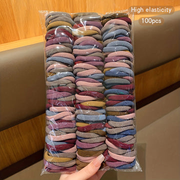 100pcs Vintage Bohemian Hair Ties - Durable Elastic Bands