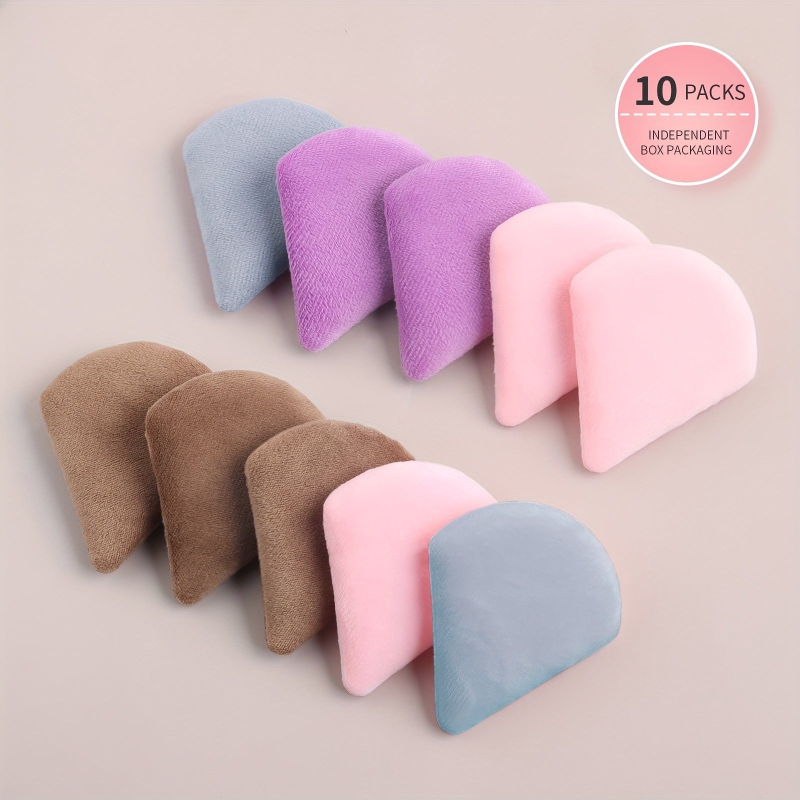 Pack of 10 pure cotton triangular makeup sponges