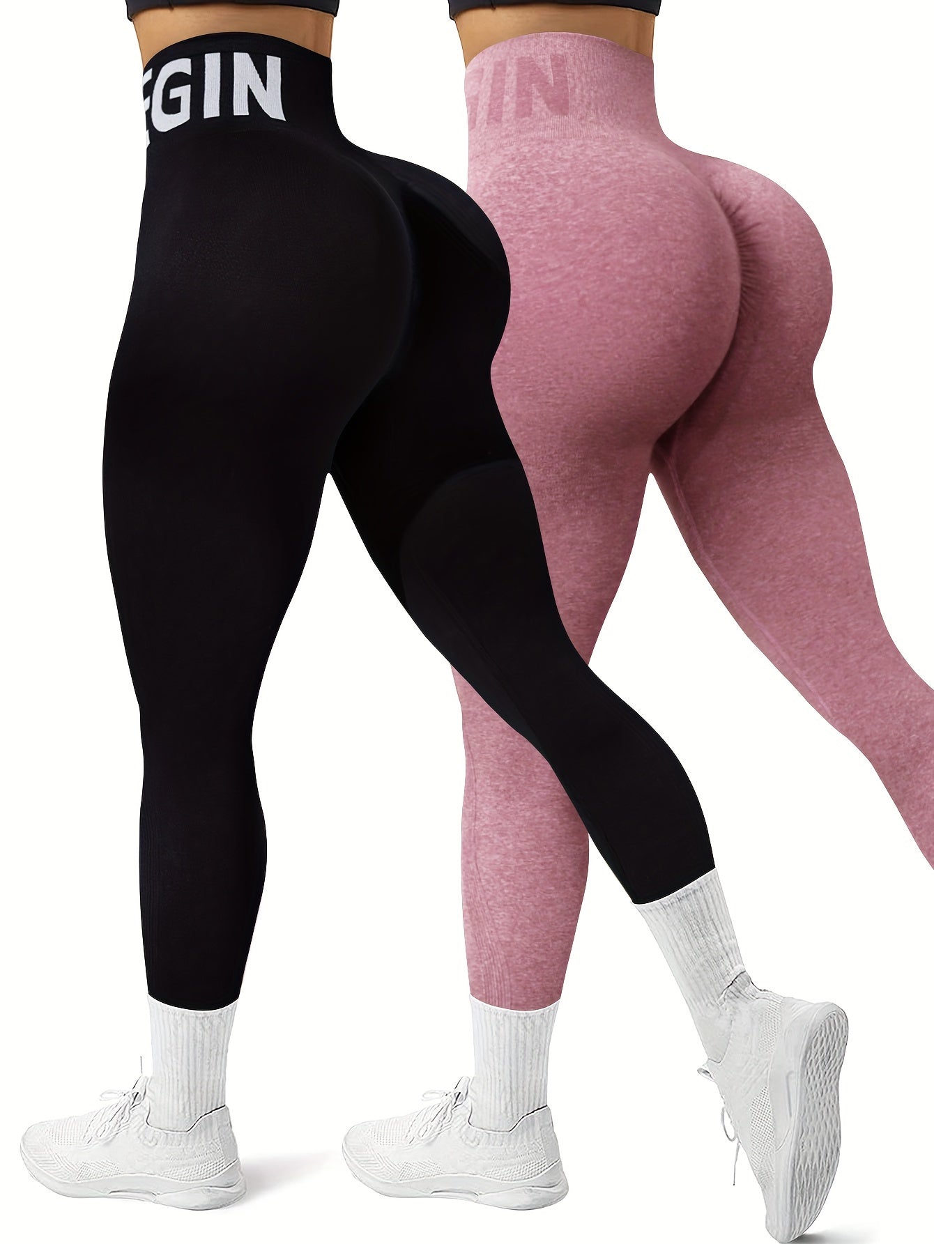 Women's High Waisted Sports Leggings - 2 Pack