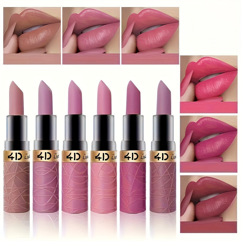 Set of 6 Waterproof Lipsticks - 12 Elegant Shades