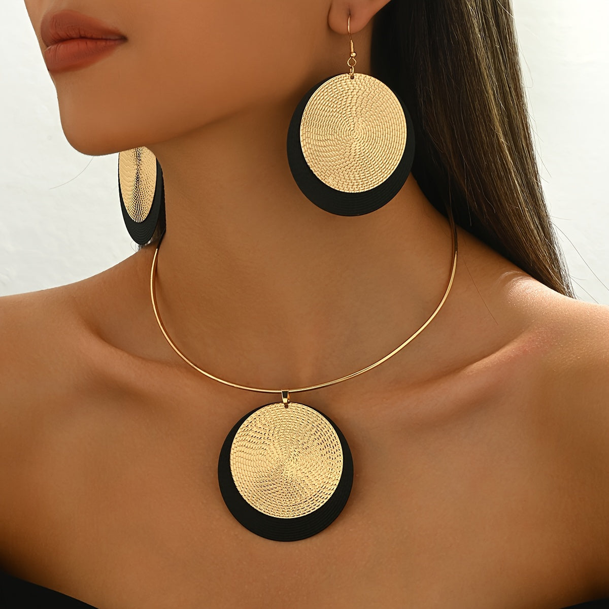 Retro Geometric Pendant Earrings Set