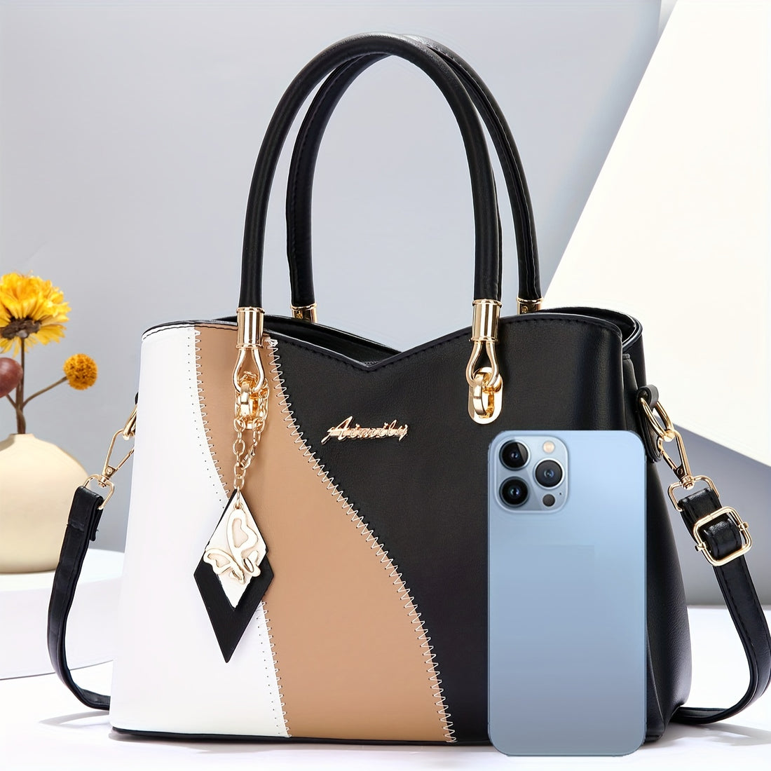 Elegant Two-Tone Handbag for Women - Chic and Versatile