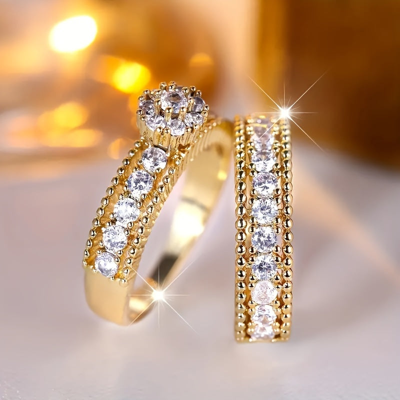 Chic Stackable Ring 18k Gold Plated with Zirconium