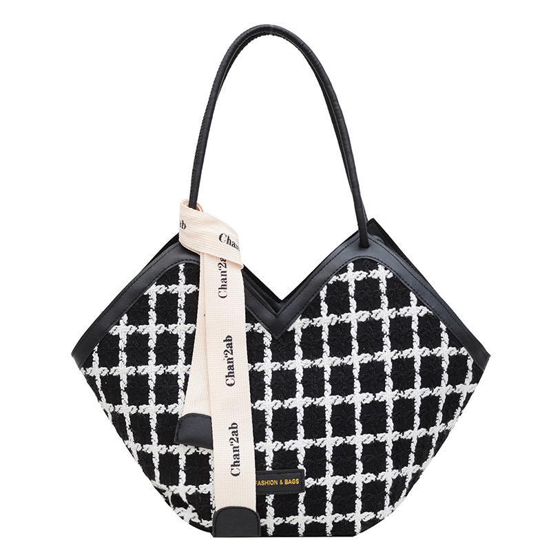 Women's Fashion Plaid Canvas Handbag