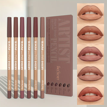 Set of 6 Waterproof Wooden Lip Pencils