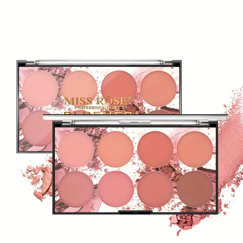 Palette de Fards à Joues Mattes Miss Rose - 8 Couleurs