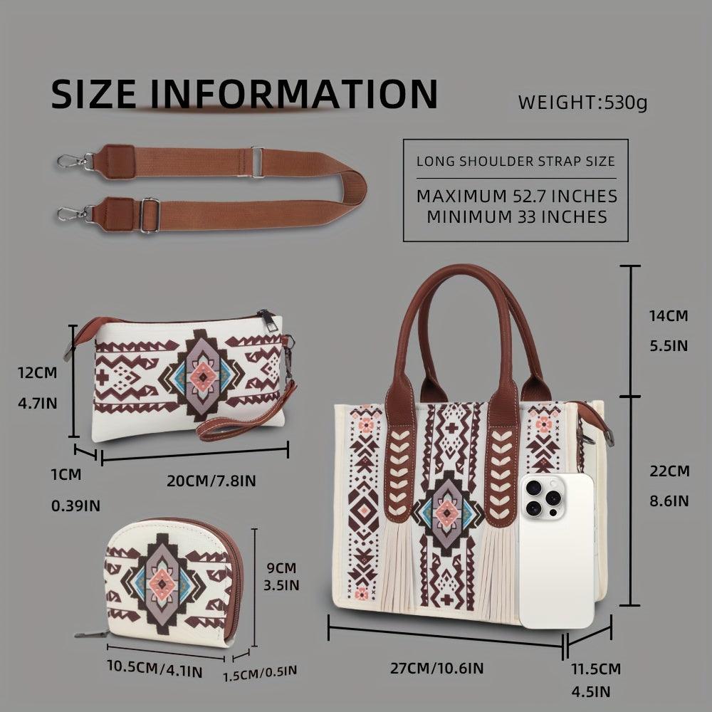 Ensemble de 3 Sacs à Main Bohemian avec Franges