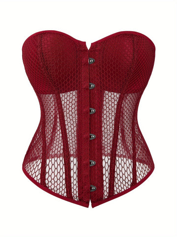 Corset Bustier en Maille Creuse avec Contrôle du Ventre