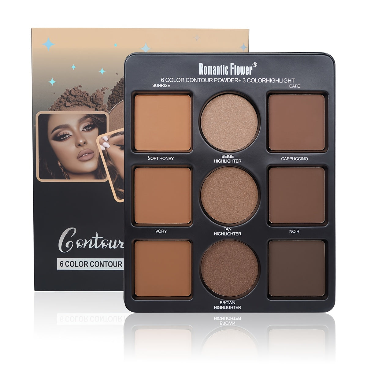 Palette de Contour et Surligneur 9 Couleurs - Fini Mat, Imperméable