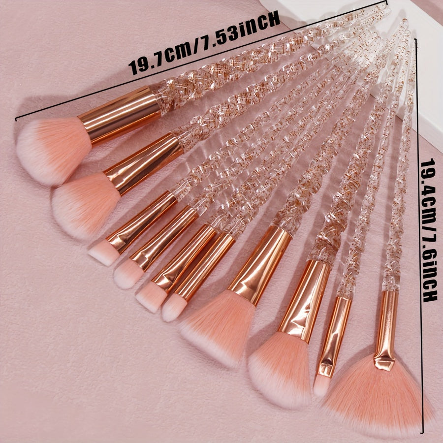 Set of 10 Oval Makeup Brushes