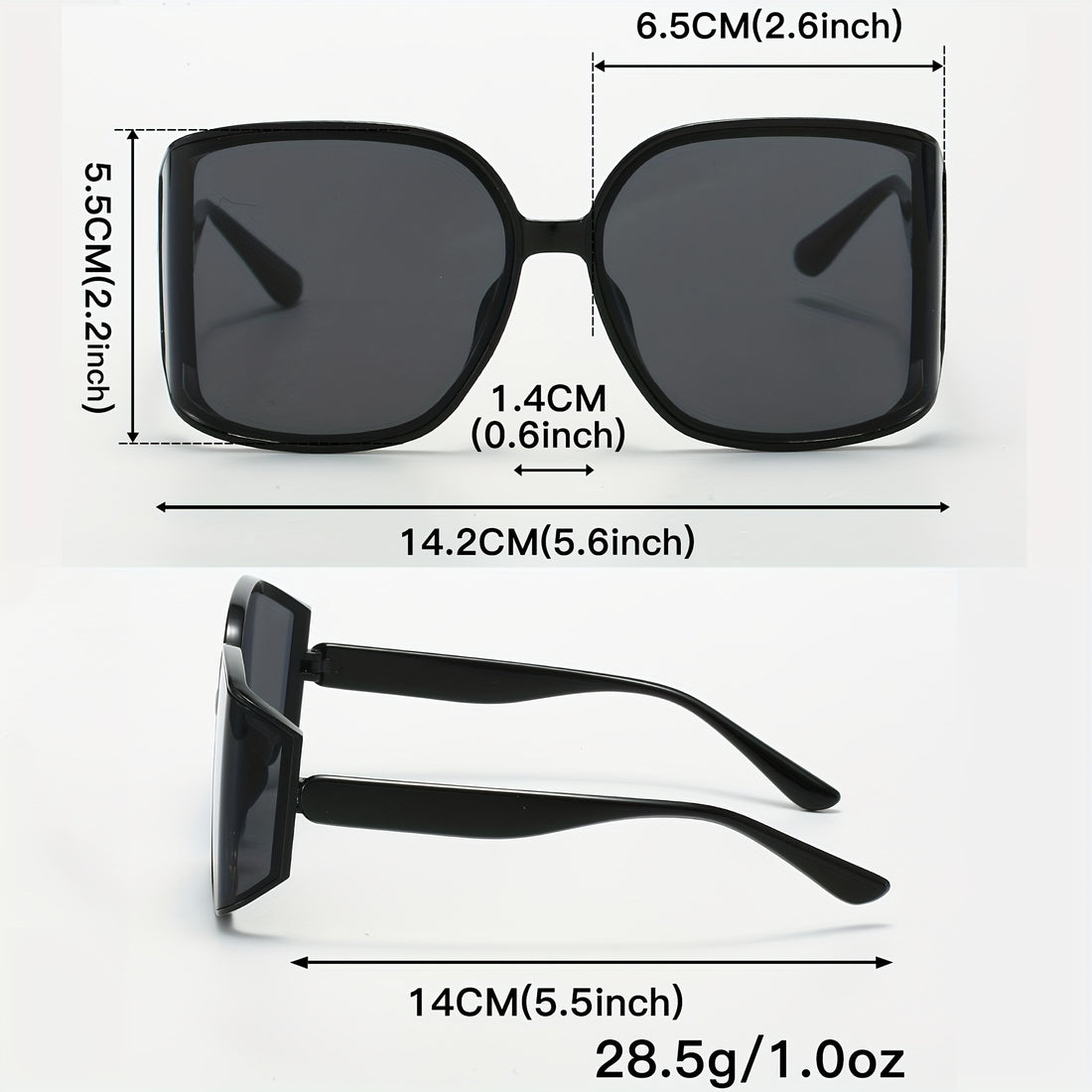 Lunettes de soleil surdimensionnées tendance avec verres courbés en PC