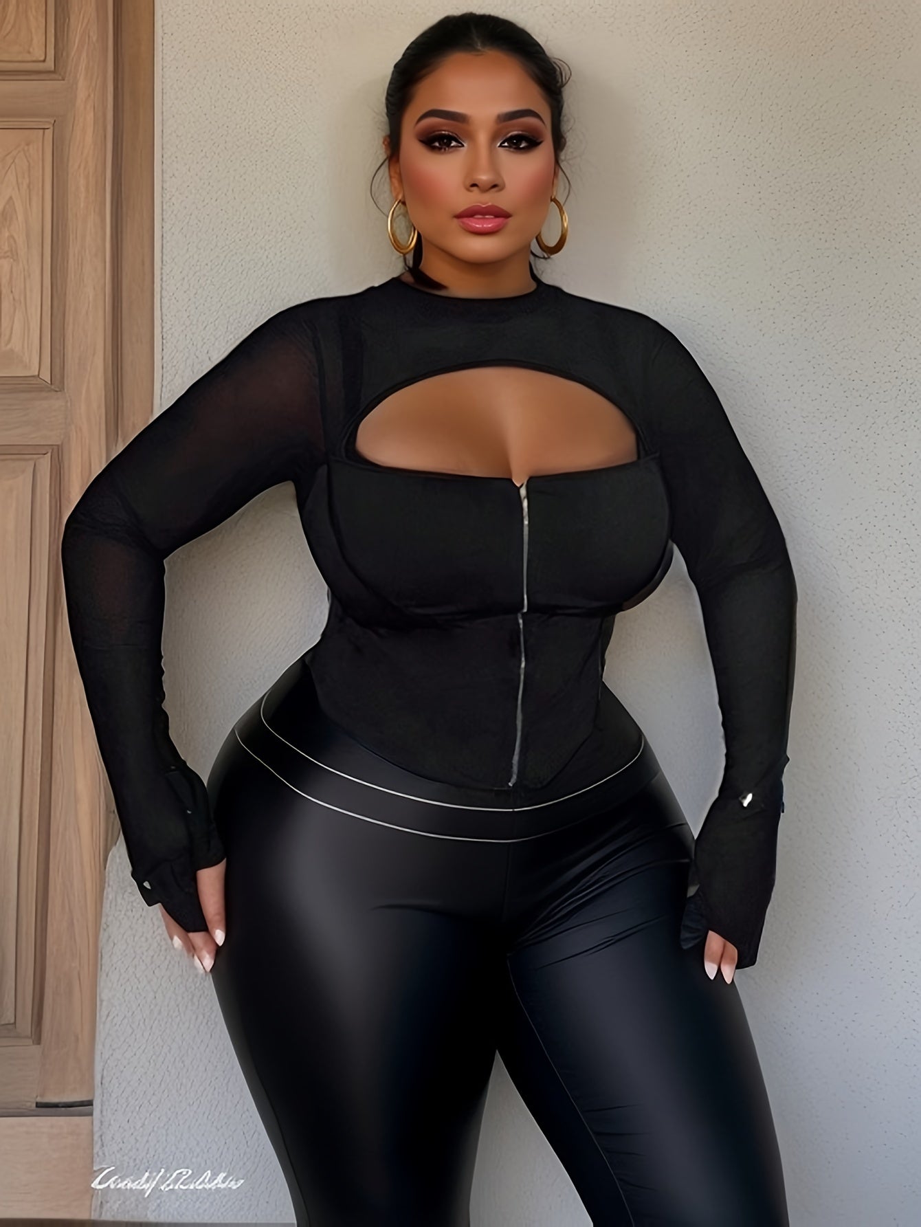 Bodysuit Élegant Grande Taille avec Détails en Chaîne