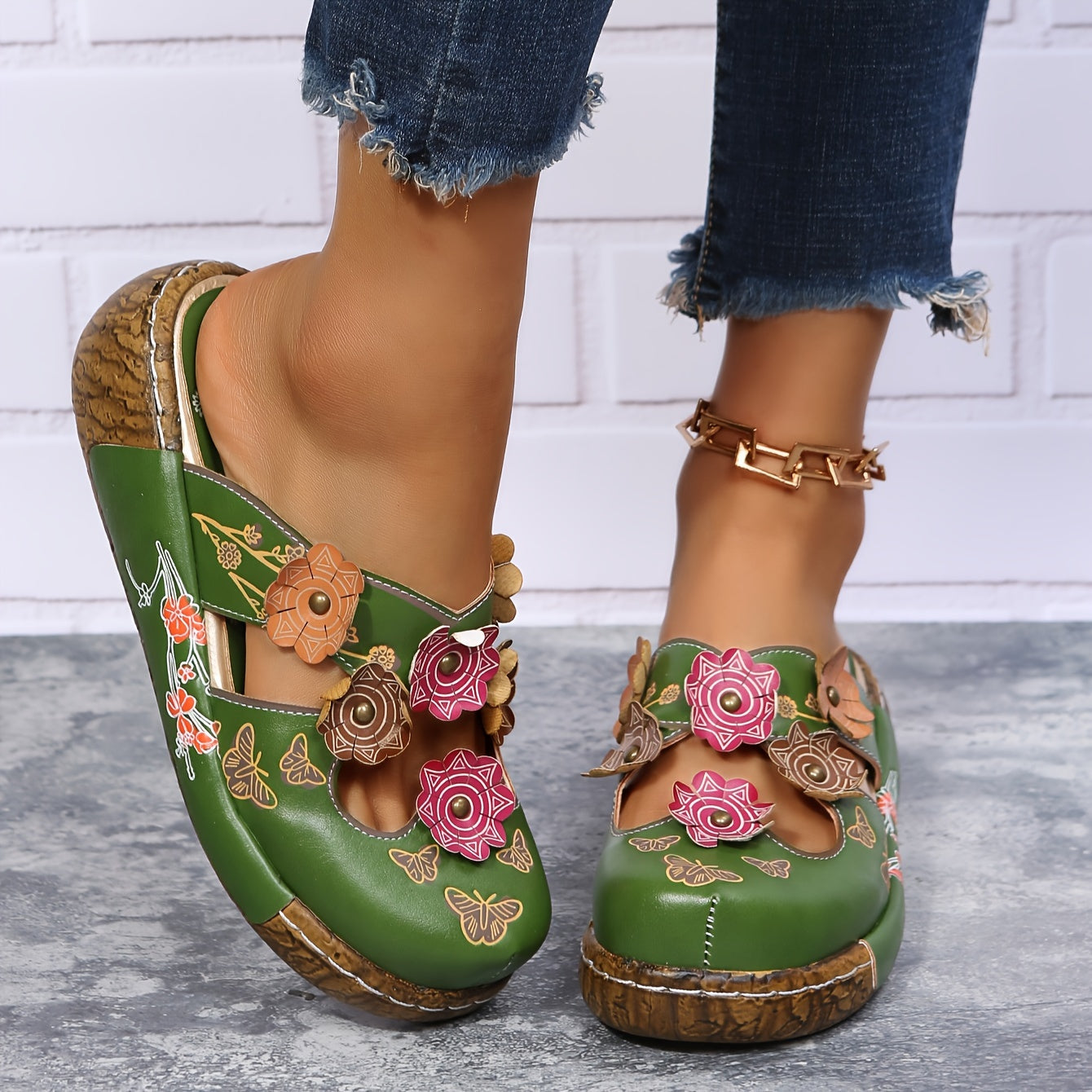 Women's Summer Flower Wedge Sandals