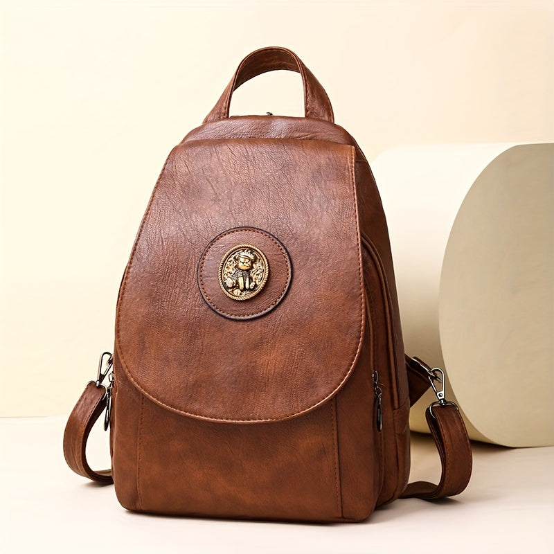 Retro PU Leather Backpack for Women