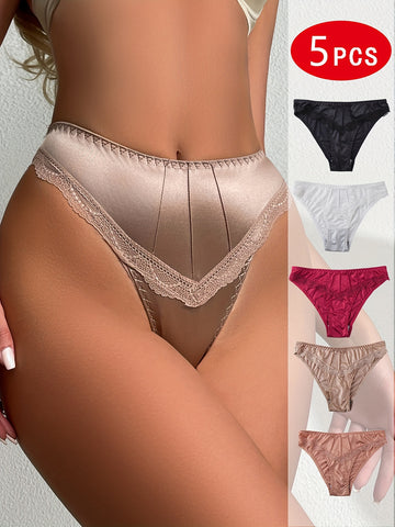 Culottes Femme Sexy en Dentelle - Lot de 5 Pièces