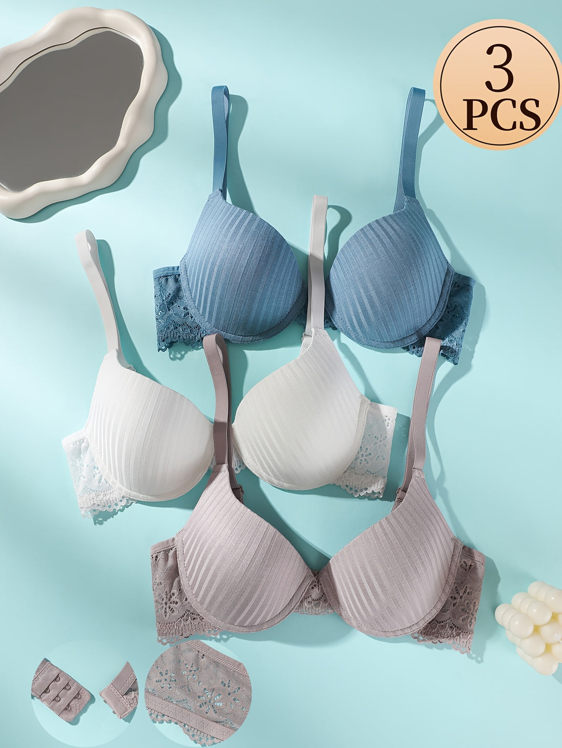 Lace Underwire Bras - 3 Pack