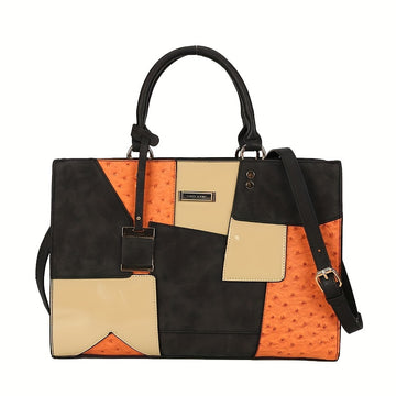 Women's Patchwork Tote Bag - Large Capacity PU