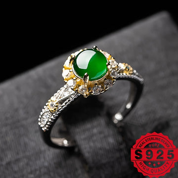 Grade A Natural Stone Open Ring in 925 Silver