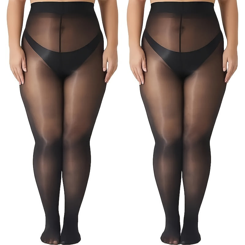 Plus Size Shiny Tights - 2 Pack