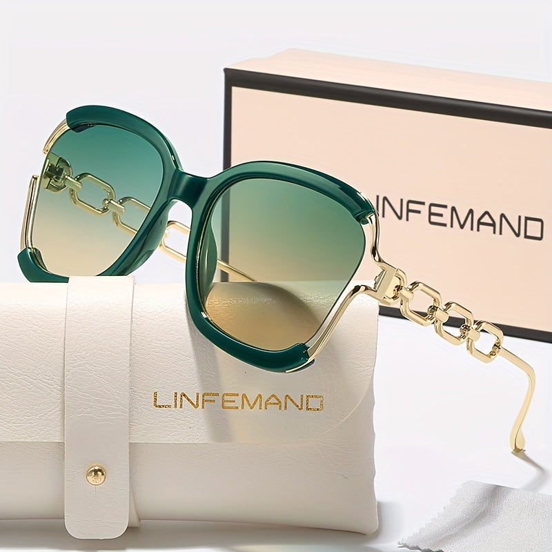 Semi-Rimless Fashion Glasses with Metal Chain - LINFEMAND