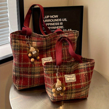 Large capacity plaid shoulder bag