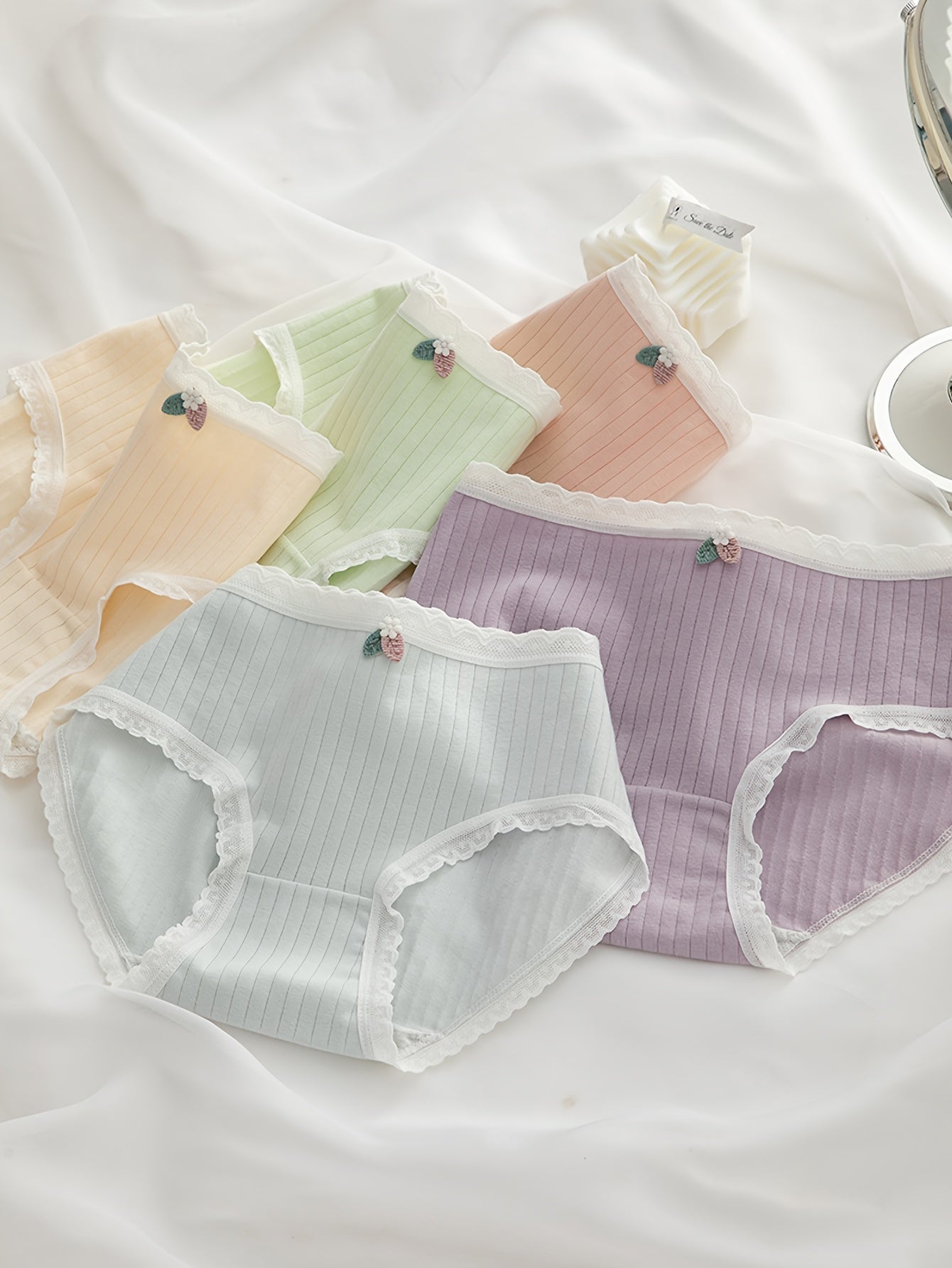 Soft Cotton Girls' Panties - Pack of 5 with Lace