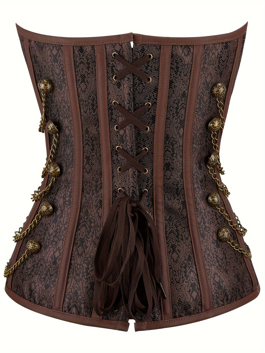 Vintage Gothic Lace-Up Corset with Chain Detail